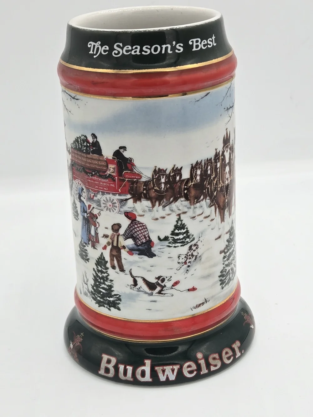 1991 Budweiser Clydesdale Holiday Ceramic Beer Stein 